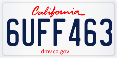 CA license plate 6UFF463