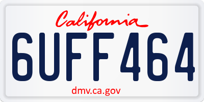 CA license plate 6UFF464