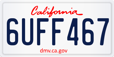 CA license plate 6UFF467