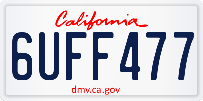 CA license plate 6UFF477