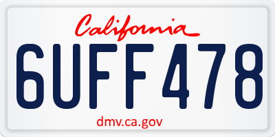 CA license plate 6UFF478