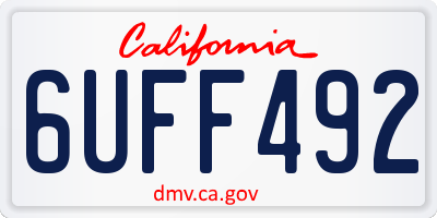 CA license plate 6UFF492