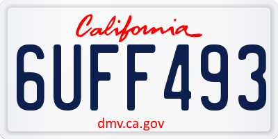 CA license plate 6UFF493