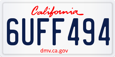 CA license plate 6UFF494