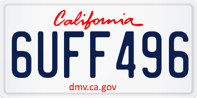 CA license plate 6UFF496