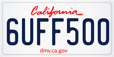 CA license plate 6UFF500