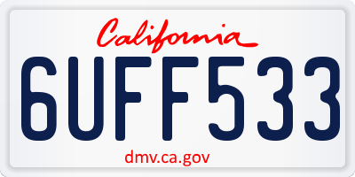 CA license plate 6UFF533
