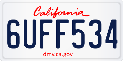 CA license plate 6UFF534