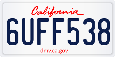 CA license plate 6UFF538