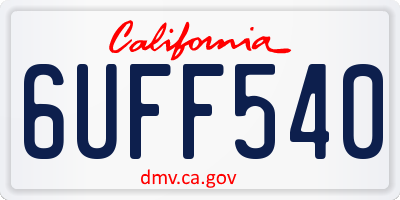 CA license plate 6UFF540