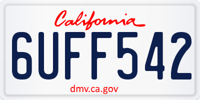 CA license plate 6UFF542