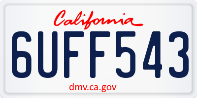 CA license plate 6UFF543