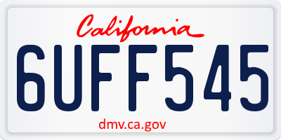 CA license plate 6UFF545