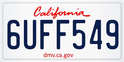 CA license plate 6UFF549