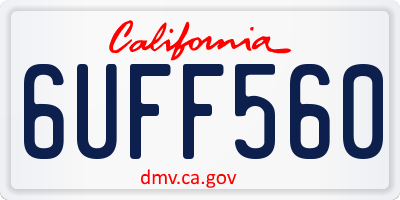 CA license plate 6UFF560