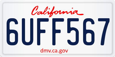 CA license plate 6UFF567