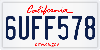 CA license plate 6UFF578