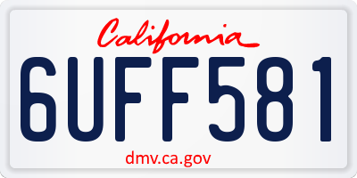 CA license plate 6UFF581