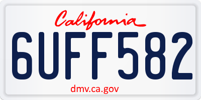 CA license plate 6UFF582