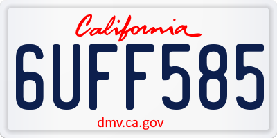 CA license plate 6UFF585