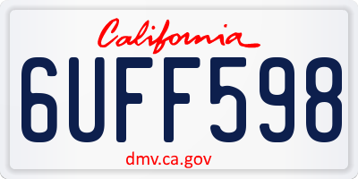 CA license plate 6UFF598