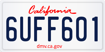 CA license plate 6UFF601