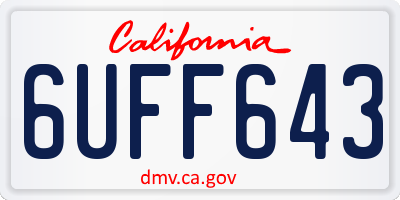 CA license plate 6UFF643
