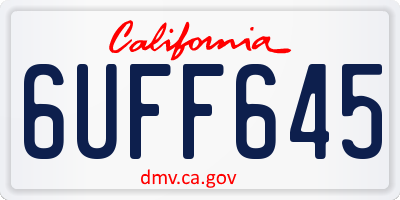 CA license plate 6UFF645