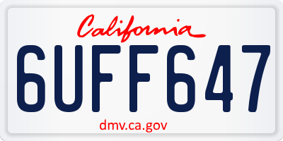 CA license plate 6UFF647