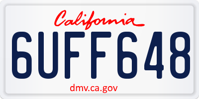 CA license plate 6UFF648