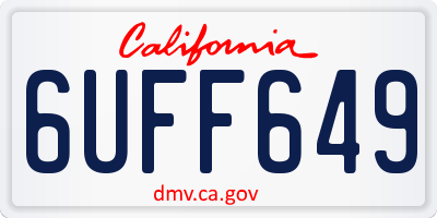 CA license plate 6UFF649