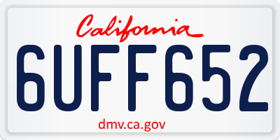 CA license plate 6UFF652