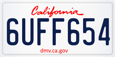 CA license plate 6UFF654