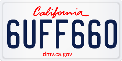 CA license plate 6UFF660