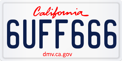 CA license plate 6UFF666