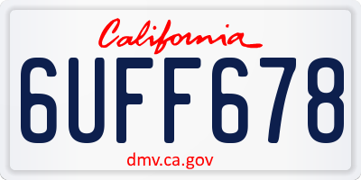 CA license plate 6UFF678