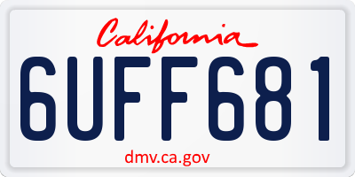 CA license plate 6UFF681