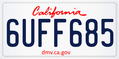 CA license plate 6UFF685