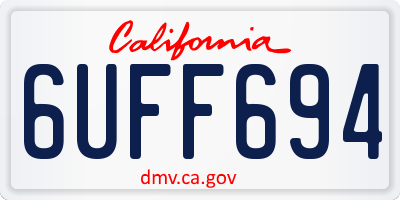 CA license plate 6UFF694
