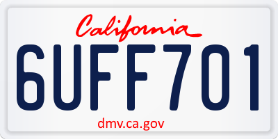 CA license plate 6UFF701
