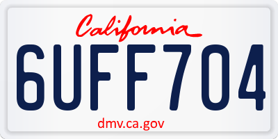 CA license plate 6UFF704