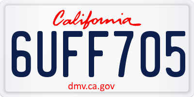 CA license plate 6UFF705