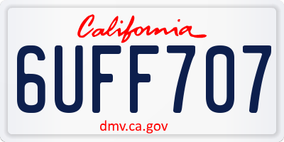 CA license plate 6UFF707