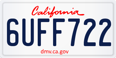 CA license plate 6UFF722