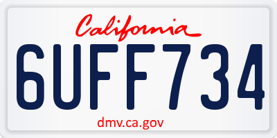 CA license plate 6UFF734