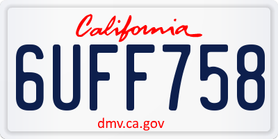 CA license plate 6UFF758