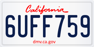 CA license plate 6UFF759