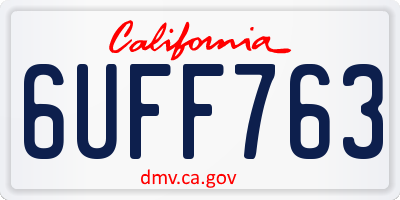 CA license plate 6UFF763