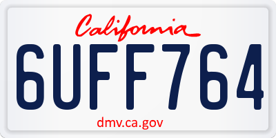 CA license plate 6UFF764