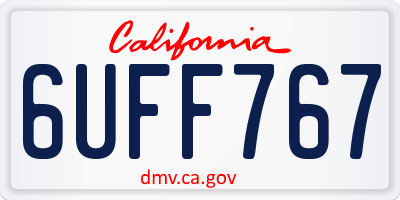 CA license plate 6UFF767